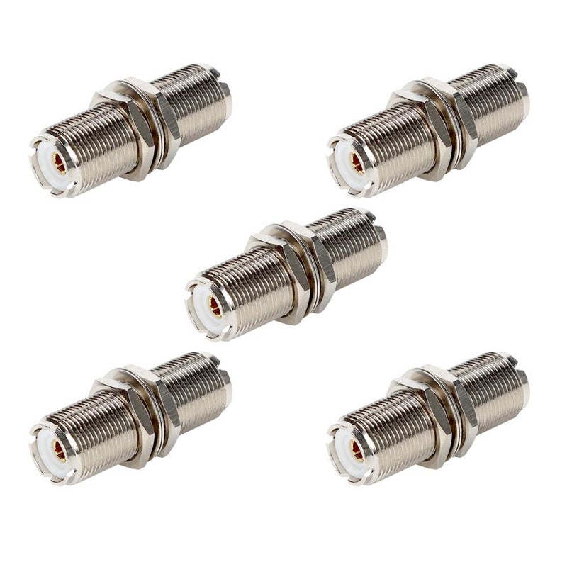 TLS.eagle SO-239/PL259 UHF Bulkhead Connector UHF Female to Female RF Coaxial Adapter Pack of 5 - Image 1